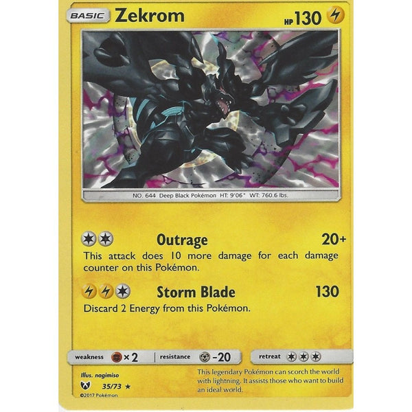 Pokemon Shining Legends Card: ZEKROM - 35/73 - Rare Holo